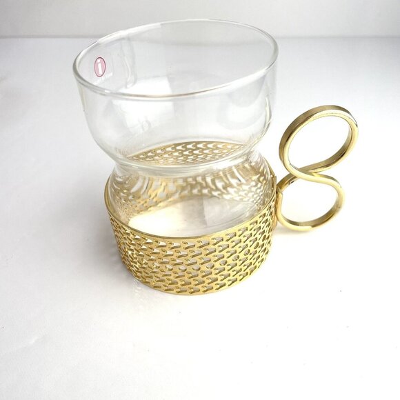 Iittala Tsaikka glasses With Gold Clips Finland - Hot Drink Glasses Clear Cup - Picture 11 of 16